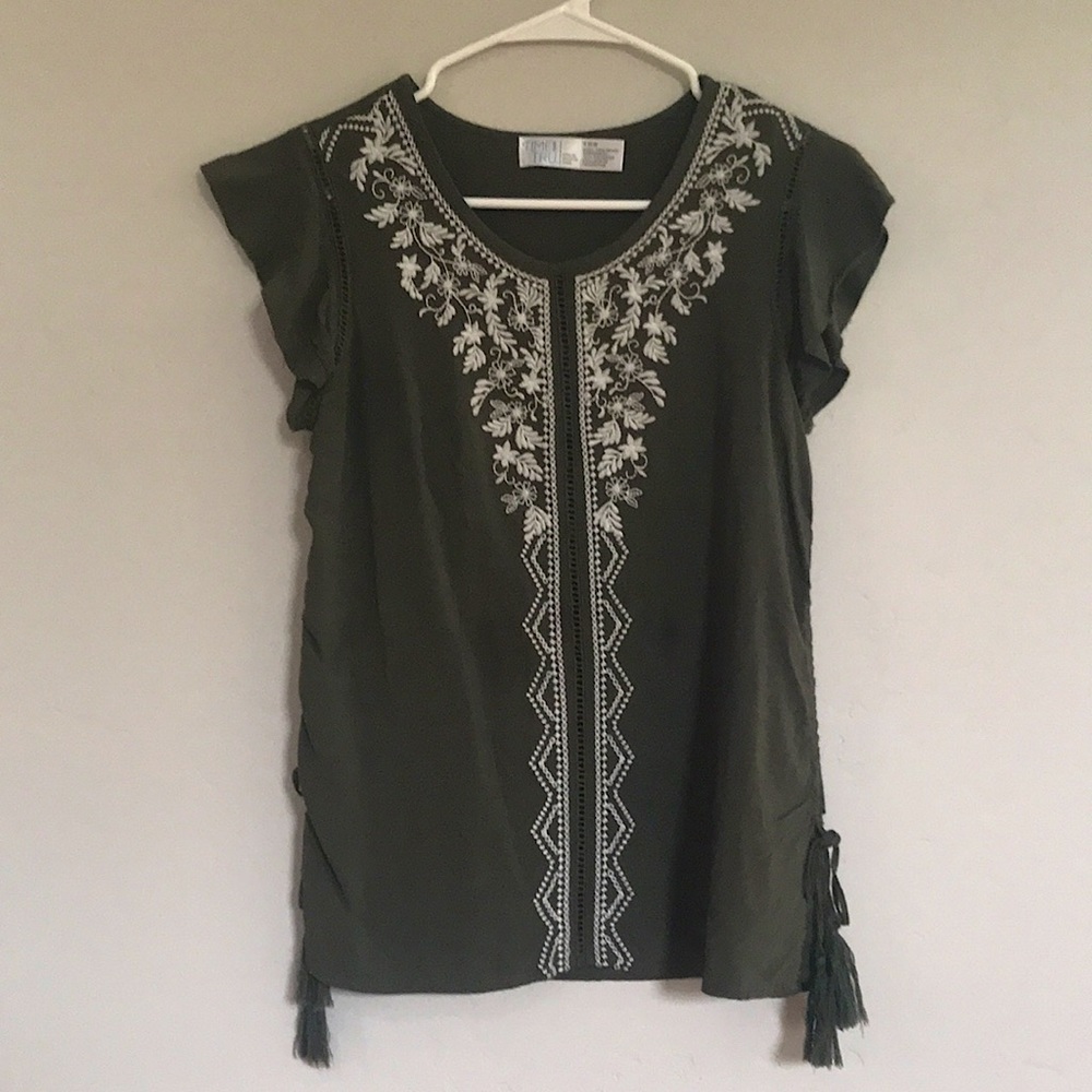 Time and Tru Flutter Sleeve Top